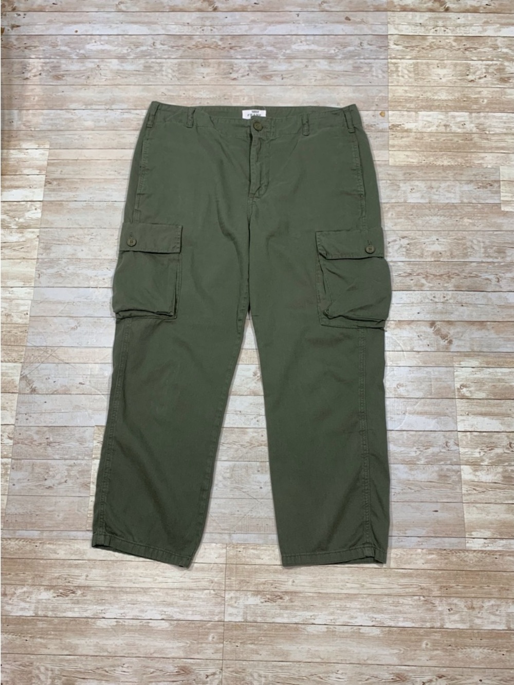 Frame Relaxed Utility Cargo Pant Mid Rise Olive Green Cotton Size 31 / 12